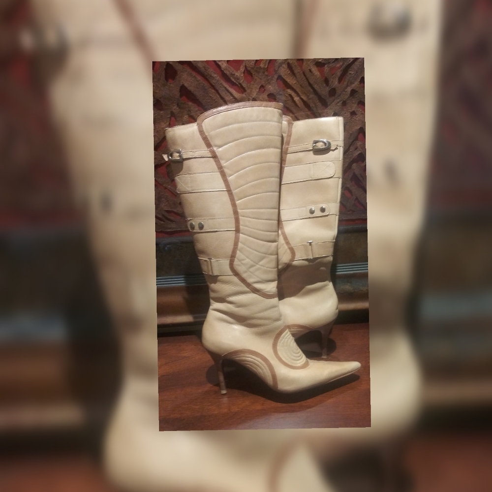 7.5 Pazzo Genuine Leather Stiletto Boots